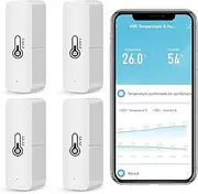 Smart WiFi Thermometer Hygrometer, Bluetooth Indoor and Outdoor Temperature and Humidity Sensor, Alexa WiFi Thermometer App Remote Control for Home, Pack of 4