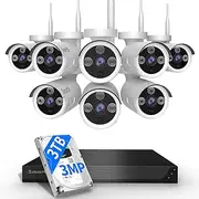 Wireless Security Camera System, 8 Channel with 4 x 2MP Cameras, 1TB Hard Drive, Night Vision, Motion Detection, Indoor Outdoor Video Surveillance App