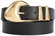 [XZQTIVE] Women's Leather Belts for Jeans Dress Pants Black Brown Belts for Women Ladies Waist Belts with Gold Buckle