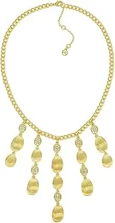 [BIJOUX BOBBI] Gold Tone Brushed Nuggets Bib Statement Necklace