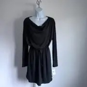 Mountain Hardwear DrySpun Perfect Dress Black NWT Drawstring Waist Drape Neck M
