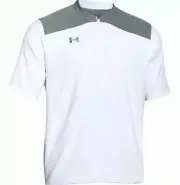 NWT $60 Men's Under Armour Short Sleeve Cage Jacket White/Gray 1287619-100