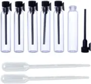 100PCS Perfume Samples Mini Bottles with Black Lid Empty Glass Vials Dropper Bot