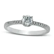 0.38 CT. T.W. Natural Diamond Framed Setting Engagement Ring in Solid 10K White Gold