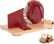 Versatile Hand Crank Bread Slicer Viral, Classic Manual Bread Slicer, Adjustable Thickness & Evenly Slicing, Premium Stainless Steel, for Sourdough Crusty Bread Etc. (Red)