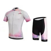 Women's Cycling Short Kit Bike Clothing Jersey and Shorts Set White-Pink S-5XL