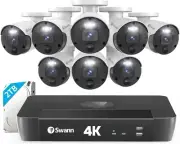 4K Master Security Camera System, 8pcs PoE Bullet Cameras,2TB HDD,8CH Cat5e Wire