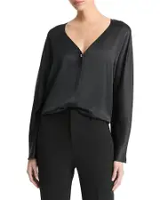 Vince Silk Pearl Button Blouse