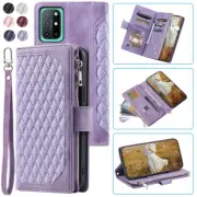 Luxury Rhombic Wallet Case,Leather Zipper Flip Card Phone Case For OnePlus 8T