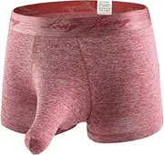 [Generic] Men's Sexy Boxer Briefs Elephant Nose Trunk Separated Pouch Underwear Soft Breathable Medium Waist Underpanties Shorts, A#red, Medium