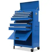 BULLET 8 Drawer Tool Box Cabinet Chest Storage, Toolbox Garage Organiser Set, Blue
