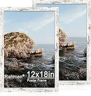 iRahmen 12x18 Picture Frame Set of 2 with Plexiglass, Distressed White Wood Poster Frame for Photo Gallery Wall Mounting Horizontal and Vertical