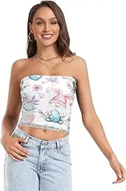 [RPLIFE] Cute Easter Gnomes Colorful Eggs Women Tube Top, Strapless Tops for Women Summer, Sheer Tube Tops, Trendy Crop Tops (S)