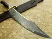 18.5" Amazing Custom Handmade Damascus Steel Alamo Musso Bowie Knife With Sheath