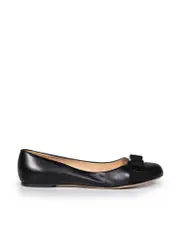 Black Leather Bow Ballet Flats