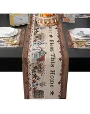 Farmhouse Table Runners 13x108inch , Rural Country Star for Kitchen Dining