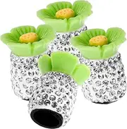 CRILSTYLEO 4pcs Rhinestone Tire Valve Caps Decorative Accessories Durable Air Nozzle Covers Compatible with Vehicles Stylish Practical Stem Caps