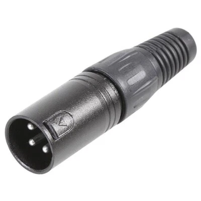 XLR Plug Male Connector Black 3 Pin Pack 10 Plugs