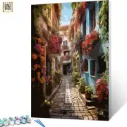 Tucocoo European Town DIY Adult Paint by Number Kits On Canvas 16x20inch Frame