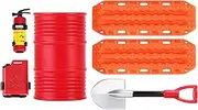 INJORA RC 1/24 Crawler Car Decoration Fire Extinguisher/Fuel Tank/Shovel/Oil Drum/Sand Ladder for Axial SCX24 C10 JLU Gladiator Bronco Deadbolt Upgrade,6pcs