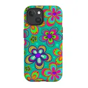 For iPhone 14 Case Protective MagSafe Compatible Cover Retro Floral Design