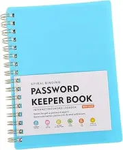 Angoily Password Book Alphabetical Senior Login Book Password Notebook Small Key Logins Website Notepad Organizer Spiral Notebook for Passwords Alphabetized Number Tag Sky-blue Paper