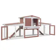 Andala Pets Outdoor Large Rabbit Hutch Brown and White 204x45x85 cm