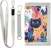 [Yoogain] Cartoon Colorful Cats Family mens trifold wallet gifts for young cool mens wallet with lanyard, cartoon colorful cats family, 1 size, Fashion
