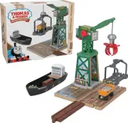 Wooden Railway Toy Train Set Brendam Docks Wood Playset with Cranky The Crane...