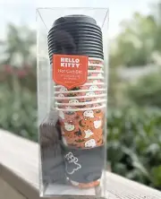 Hello Kitty Ghost Spider Bats Orange Hot Cup Set With Sleeves HALLOWEEN VIRAL