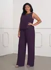 Azazie Mother of the Bride Maura Jumpsuit Pantsuit Sequins Chiffon Dress Purple