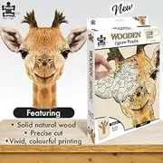 Puzzle Master 'Giraffe' - Unique Animal-Shaped Wooden Puzzle for Adults - Art Jigsaw Wood Cut Puzzle with Display Stand for Adults and Kids