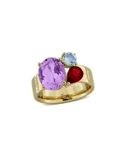 Rina Limor Silver 4.40 ct. tw. Amethyst & Garnet & Topaz Ring
