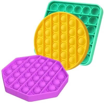 3 Pack Push pop Bubble Sensory Fidget Toy Autism Stress Reliever Silicone