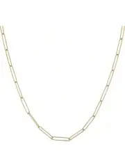 Women's Minimalist Gold Tone Paperclip Chain Necklace Simple Design- Gold