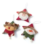 3x Christmas Ornaments Tree Plush Hanging Decoration Santa Snowman Elk for
