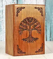 Wooden Tree of Life Urns Box for Human Ashes Adult Wooden Funeral Cremation Urns