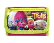 DreamWorks Trolls Kids Tri-Fold Wallet Coin Holder Bag [Hot Pink]