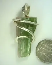 41.82ct Watermelon Tourmaline Crystal Pendant in Sterling Silver Wrap