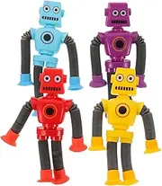 FOYTOKI 4pcs Telescopic Suction Cup Robot Interactive Cartoon Playset for Engaging Party Favors Enhances Motor Skills and Logical Thinking Safe and Reliable Travel Essentials