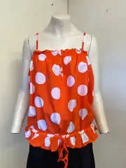 River Island Red & White Spotty Camisole Vest Sleeveless Top - Size 16 - New!