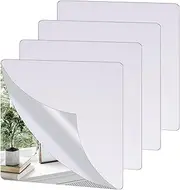 4Pcs School Shatter Proof Plastic Mirrors 8 x 8 Inch Self Adhesive Acrylic Mirror Wall Stickers Small Flexible Mirror Sheets Round Corners Double Sided Protective Film Supply for Classroom