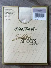 NIP Nice Touch Silken Sheers With Lycra Control Top Pantyhose Sz Average Pearl