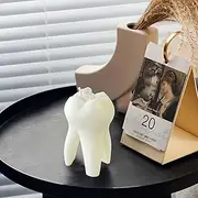 Tooth-Shaped Scented Candle,Minimalist Cute Tooth Vanilla Aroma Soy Wax Decorative Candle for Table Photo Prop,Perfect Dental Gift,Office Decor & Creative Party Favors for Dentists,