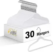Quality Children's Plastic Non Velvet Non-Flocked Thin Compact Hangers Swivel Hook for Shirts Blouse Coats, White, 13.78 inch