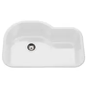 Houzer Undermount Kitchen Sink Only White Porcelain Enamel Steel 1-Bowl 16Gauge