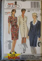 Burda 3416 Sewing Pattern Dress Straight Button Front Knee Size 12-30 Uncut