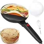 Instant Crepe Maker with Handle, Electric Crepe Maker Machine, 1 Batter Bowl and Mixer, Non-Stick and Easy to Clean, Spherical Curved Surface Design, One-Touch Switch, for Breakfast