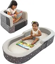 RONBEI Toddler Travel Bed, Foldable Toddler Kids Travel Beds Sofa Chair with Washable Cover