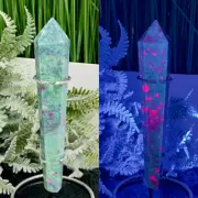 Ruby in Fuchsite UV Reactive Crystal Wand in Stand Generator 246g 171mm
